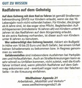 Agenda-Kolumne 'Gut zu wissen' im Weilheimer Tagblatt - Nr.7